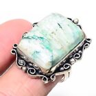 Hemimorphite Statement Ring Size 85 Handcrafted Silver Plated Unique