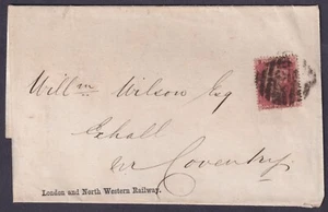 1863 1d Red SG40 DA London & North Western Railway Annual Report & Ticket FU - Picture 1 of 3