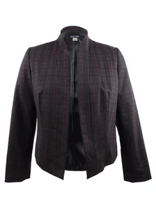 Nine West Women's Stand-Collar Plaid Jacket (6, Black/Porto Multi) - Picture 1 of 2