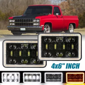 Faros LED de 4x6" señal de giro ámbar DRL de alta/lo DRL" para Chevy K5 K10 K20 2 piezas - Imagen 1 de 12