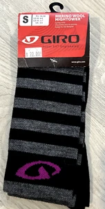 Giro Merino Wool Hightower Striped Gray / Black Socks .........Small...... New - Picture 1 of 2