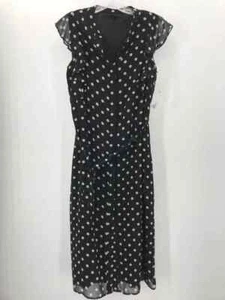 Pre-Owned Who What Wear Black Size Small Polka Dot Shift Midi Sleeveless Dress - Picture 1 of 3