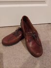 LL Bean Boat Shoes Mens 13D  Brown Leather Lace Up Casual 