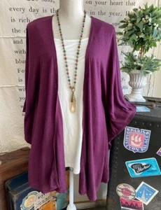 Cuddl Duds Heather Grape Purple Slub Relaxed Throw Poncho Wrap Cardigan New - Picture 1 of 7