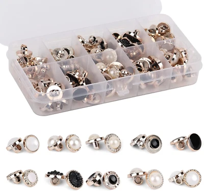 100Pcs round Assorted Pearl Buttons, Resin White Pearl Button, Vintage Clothes S - Image 1 of 4