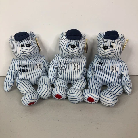 New York Yankees Bean Bear Plush Lot Reggie Jackson Thurman Munson Lou Gehrig Cover