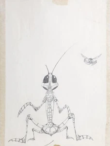 Jon Robyn, Robotic Insect, Pencil on Paper, signed - Picture 1 of 3