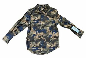 Boys Poplin Green Camo Printed Long Sleeve Button-Down Shirt Cat & Jack S L XL