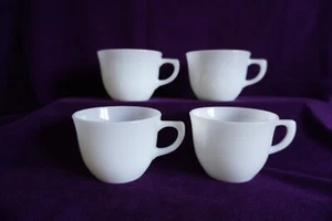 Fire King Anchor Hocking white milk glass lot of 4 cups Ransom handle 1700 line - Picture 1 of 15