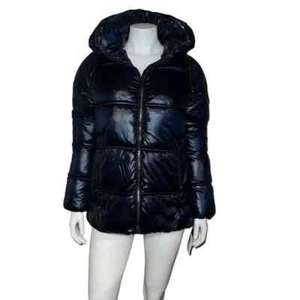 Kenneth Cole Hidden-Hood Quilted Puffer Coat Sapphire Blue Small New - Picture 1 of 9