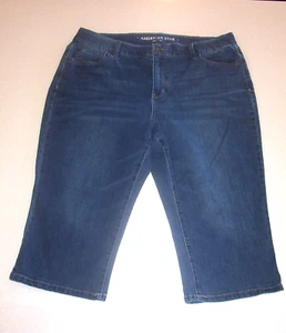 Women's American Star Mid-Rise Stretch Blue Denim Capris 18W #2 - Picture 1 of 2