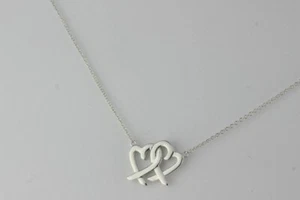 TIFFANY & Co Paloma Picasso Loving Heart Interlocking Necklace Pendant w/pouch - Picture 1 of 5
