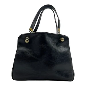 Vintage 50s 60s EXTRA Leather Tote Bag Handbag Textured Satchel Strap Accent EVC - Picture 1 of 22