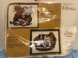 Vtg Creative Circle Puppy Love 0542 Crewel Embroidery Kit Puppies SEALED - Picture 1 of 5