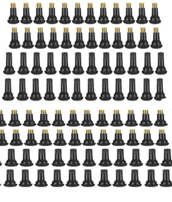 TR413 Snap-in Rubber Tire Valve (bag of 100) with caps, with valve cores - Image 1 of 4