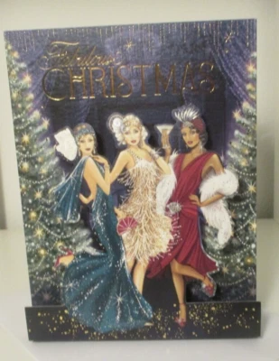 CLINTONS CARDS 3D CHRISTMAS ART DECO ROARING 20's