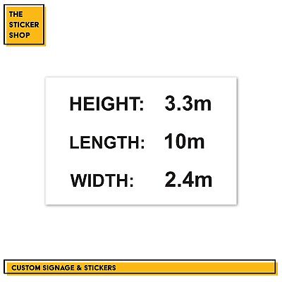 Custom Height - Length - Width Warning Sign For Tall Vehicles Sign Vinyl Sticker • 1.99£
