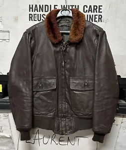 GENUINE RARE US NAVY VIETNAM JACKET FLYING G-1 LEATHER BROWN 1965 VGC !! SIZE 38 - Picture 1 of 9