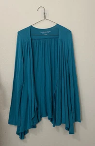 Soft Surroundings Open Front Viscose/spandex Swing Cardigan Turquoise Size Large - Picture 1 of 4