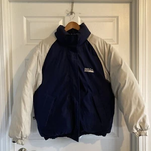 VTG First Down Reversible Puffer Jacket Mens Size L Navy White Down Feather 90s - Picture 1 of 17