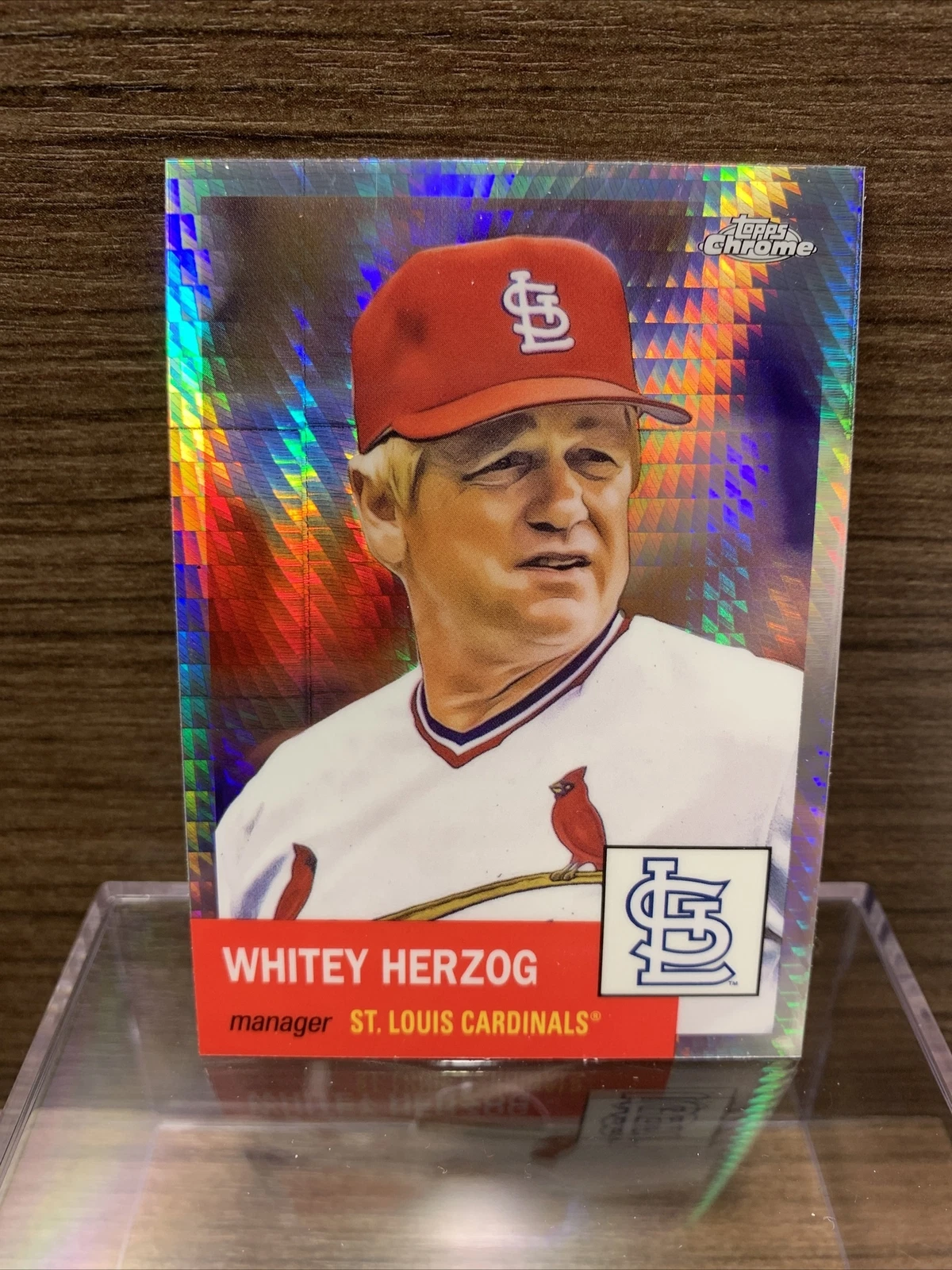 2022 Topps Chrome Platinum Anniversary Whitey Herzog Prism Refractor - Cardinals
