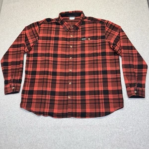 Columbia Shirt Mens 2XL Red Flannel Pitchstone Heavy Duty Plaid Cotton Comfy - Picture 1 of 12