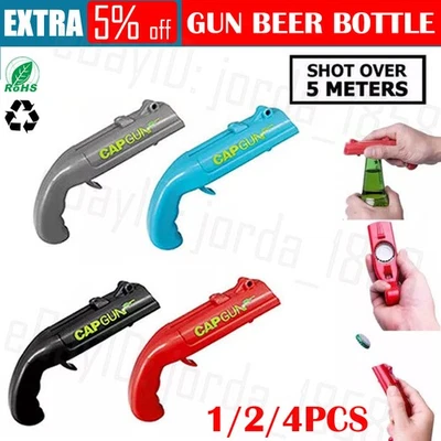 4PCS Gun Beer Bottle Opener Launcher Drinking Game Cap Plastic Shooter Fun Party - image 1 of 4