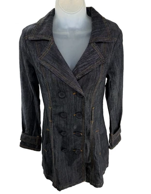 Abrigo de mezclilla GUESS de doble botonadura para mujer sin cinturón mediano Foto 1 de 4