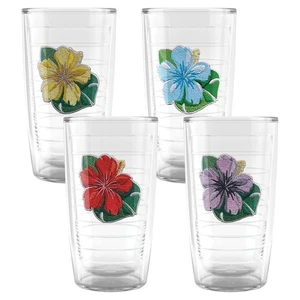 Tropical Hibiscus Collection Made in USA Bicchiere Bicchiere Isolato Doppia Parete... - Foto 1 di 9