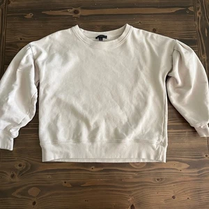 Felpa girocollo donna J.Crew beige manica a sbuffo cotone taglia S - Foto 1 di 6