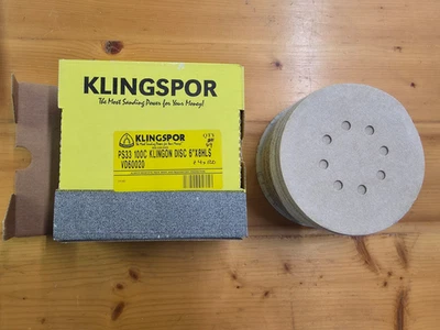 KLINGSPOR & MIRKA 6", 8Hole Sanding Discs, 100Grit (49), 180G. (40), 220G. (50). - Image 1 of 4