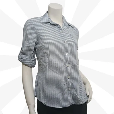 Camisa IZOD Azul Abotonada Talla S Algodón Cuello Manga Larga Básica Rayas Foto 1 de 4