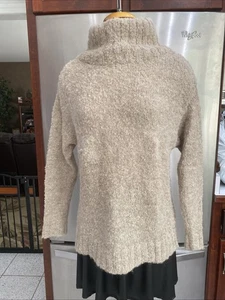 Ayni Womens Fuzzy HIGH NECK Long Sleeve Sweater BEIGE Brown Size XS - Picture 1 of 9