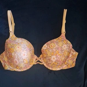 Victoria's Secret Vintage Yellow Floral Print Push-up Bra 34C - Picture 1 of 9