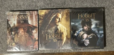 The Hobbit Blu-Ray 3d Steelbook Trilogy German Import W/ Lenticular Magnet Foto 1 de 4