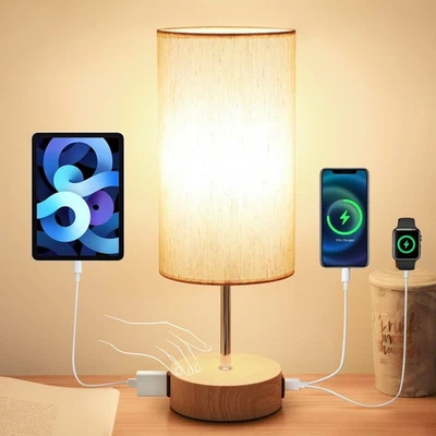 Yarra-Decor Bedside Lamp with USB A+C Charging Ports & AC Outlet Touch Contro... - Image 1 of 4