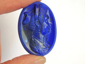 JULIA FLAVIA royal blue Venetian glass Cameo*oval*49mmx35mm*Venetian cameo - Picture 1 of 9