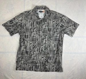 QUICKSILVER Mens XL Hawaiian Short Sleeve Button Down Bamboo Waterman Style Gray - Picture 1 of 5