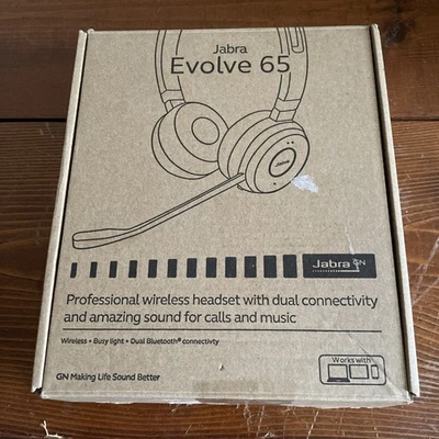 Jabra Evolve 65 Wireless Bluetooth Headset HSC018W With Charger Cord - Image 1 of 3