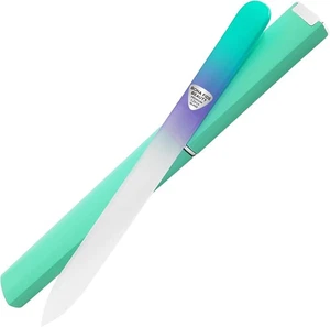 Bona Fide Beauty Czech Glass Nail File with Case, Pastel Aqua/Violet  - Picture 1 of 6