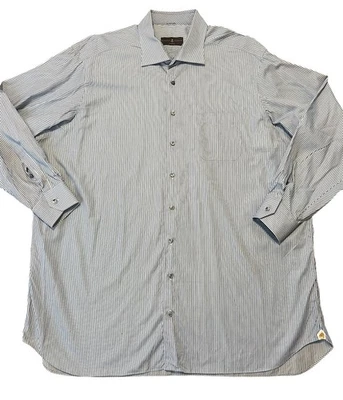 Robert Talbott azul abotonado manga larga para hombre 19-36/37T Foto 1 de 4