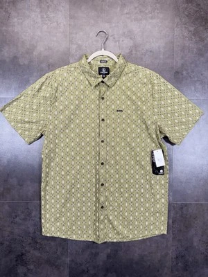 NWT Volcom Mens Shirt Short Sleeve Classic Fit Pocket Geometric Brownish Size L - Image 1 of 4