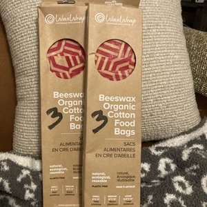 Envolturas de cera cera cera de abejas algodón orgánico conjunto de 3 bolsas de alimentos nuevas X 2 - Imagen 1 de 6