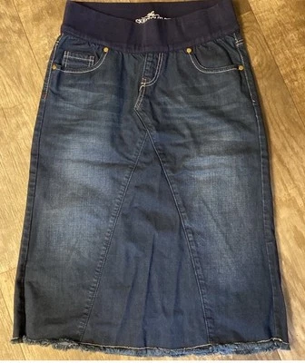 Inherit Skirt Outlet Maternity Knee Length Denim Skirt Size 6 Raw hem No Slit - Image 1 of 4
