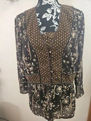 РАЗМЕР 16 EMMA JAMES 2 ПК блузка разноцветный трепетать длинным рукавом блузка INVPV999 - Изображение 1 из 4