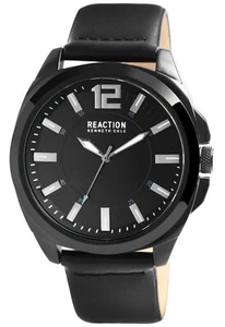 Herrenuhr Männer Armbanduhr Schwarz Grau Metall Kunstleder Kenneth Cole Reaction - Bild 1 von 5
