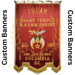 Masonic Regalia Shriners Custom Made Machine Embroidered Banners with Rope - Picture 1 of 3