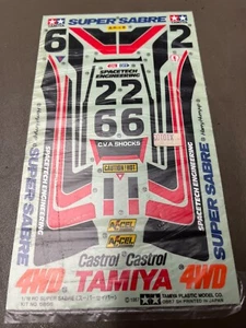 Foglio decalcomania vintage Tamiya Super Sabre Buggy 58066 1987 nuovo con scatola - Foto 1 di 1