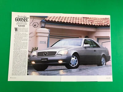 1993 MERCEDES BENZ 600SEC 600 SEC ORIGINAL PRINT AD 5 PAGE ROAD TEST PRINTED - Image 1 of 3