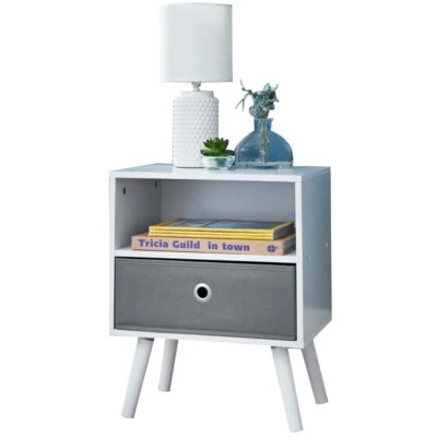 2 Cube Wooden Bookcase Shelving Storage Display Shelves Wood Unit with Basket - Image 1 of 4